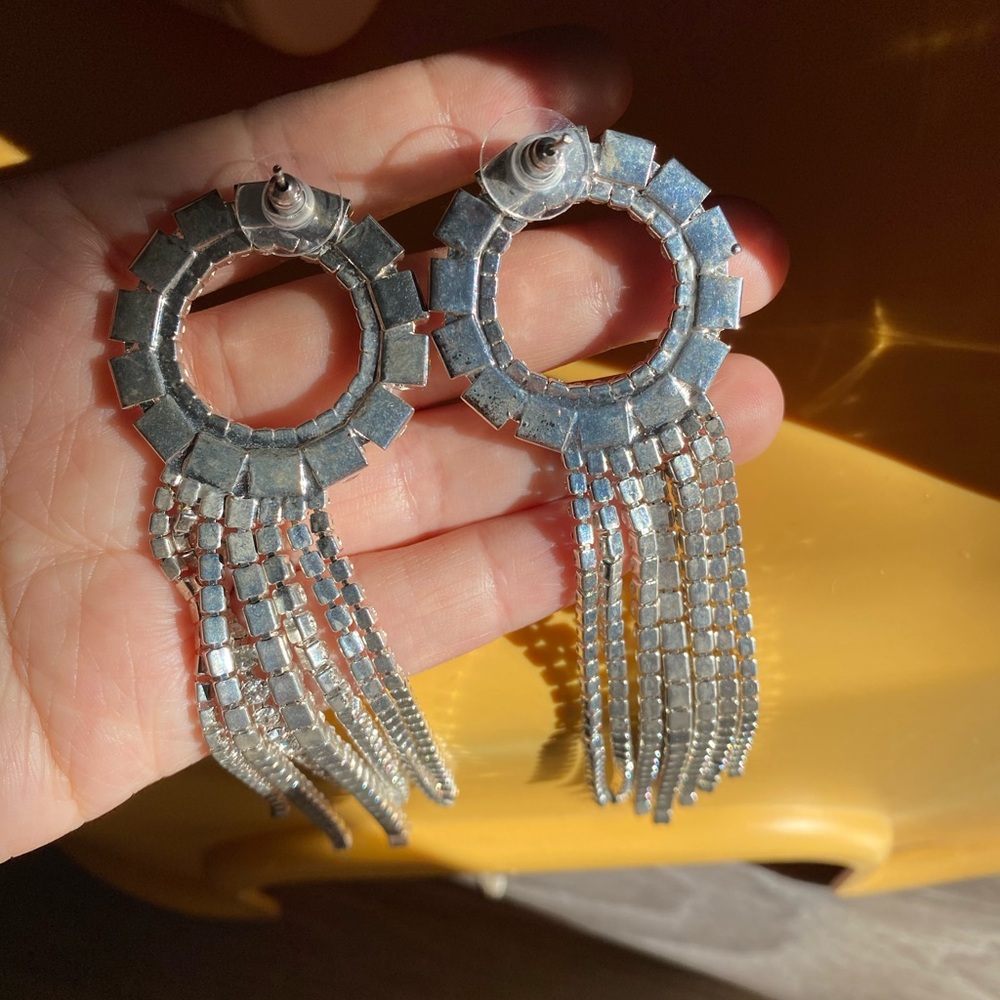 Beautiful Vintage Rhinestone Waterfall Earrings - image 4